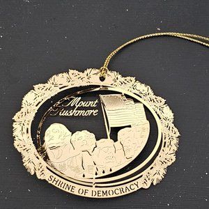 Christmas Ornament Mount Rushmore Goldtone Die-Cut